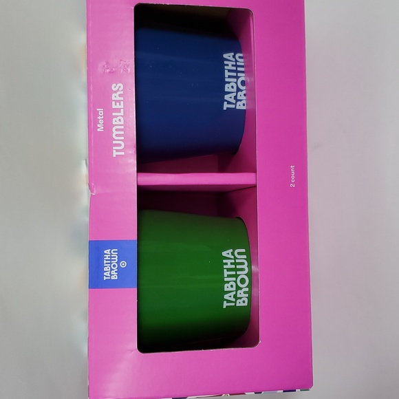 Tabitha Brown X Target Enamanked Metal Tumblers ~ Green Blue ~ Set Of 2 - Picture 9 of 12